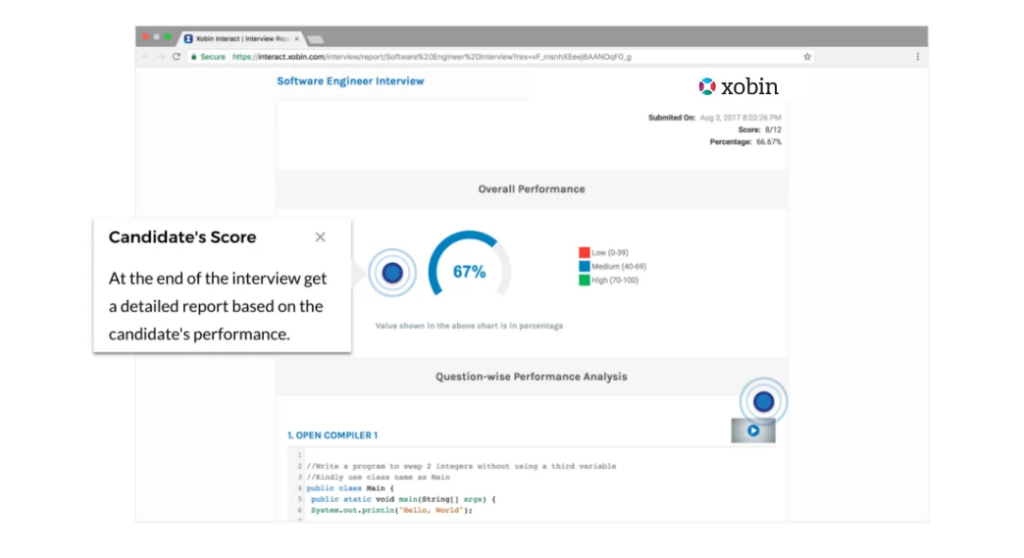 Interview Reports and Debrief on Xobin's Coding Interview Tool