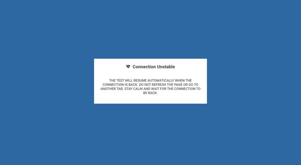 Unstable Internet Connection Pop-up Disclaimer