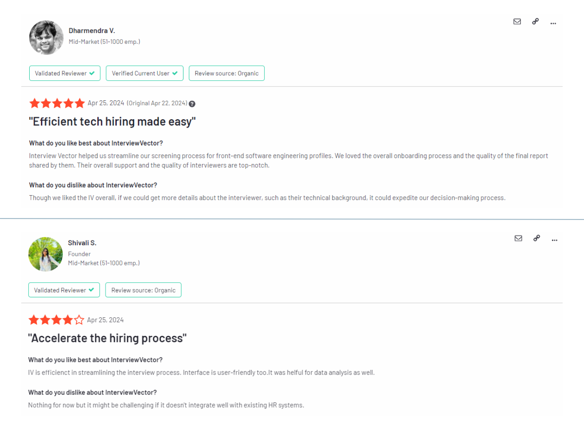 InterviewVector G2 Reviews
