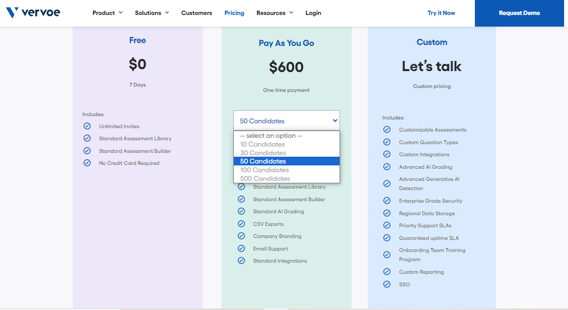 Vervoe Pricing