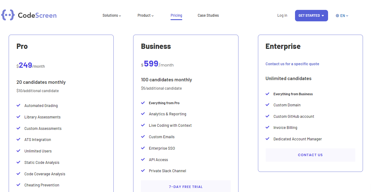 CodeScreen pricing