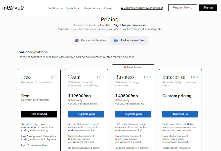 Intervue Pricing