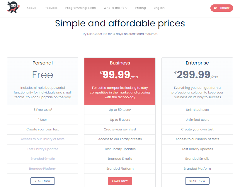 KillerCoder pricing