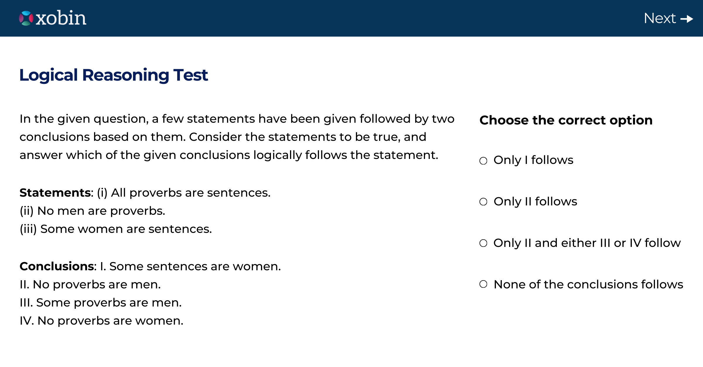 Xobin Logical Reasoning Test 