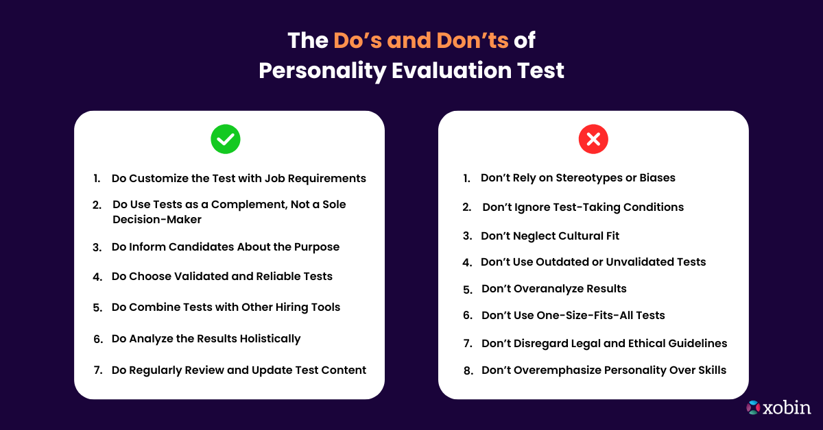 The do’s and don’ts of Personality Evaluation Test