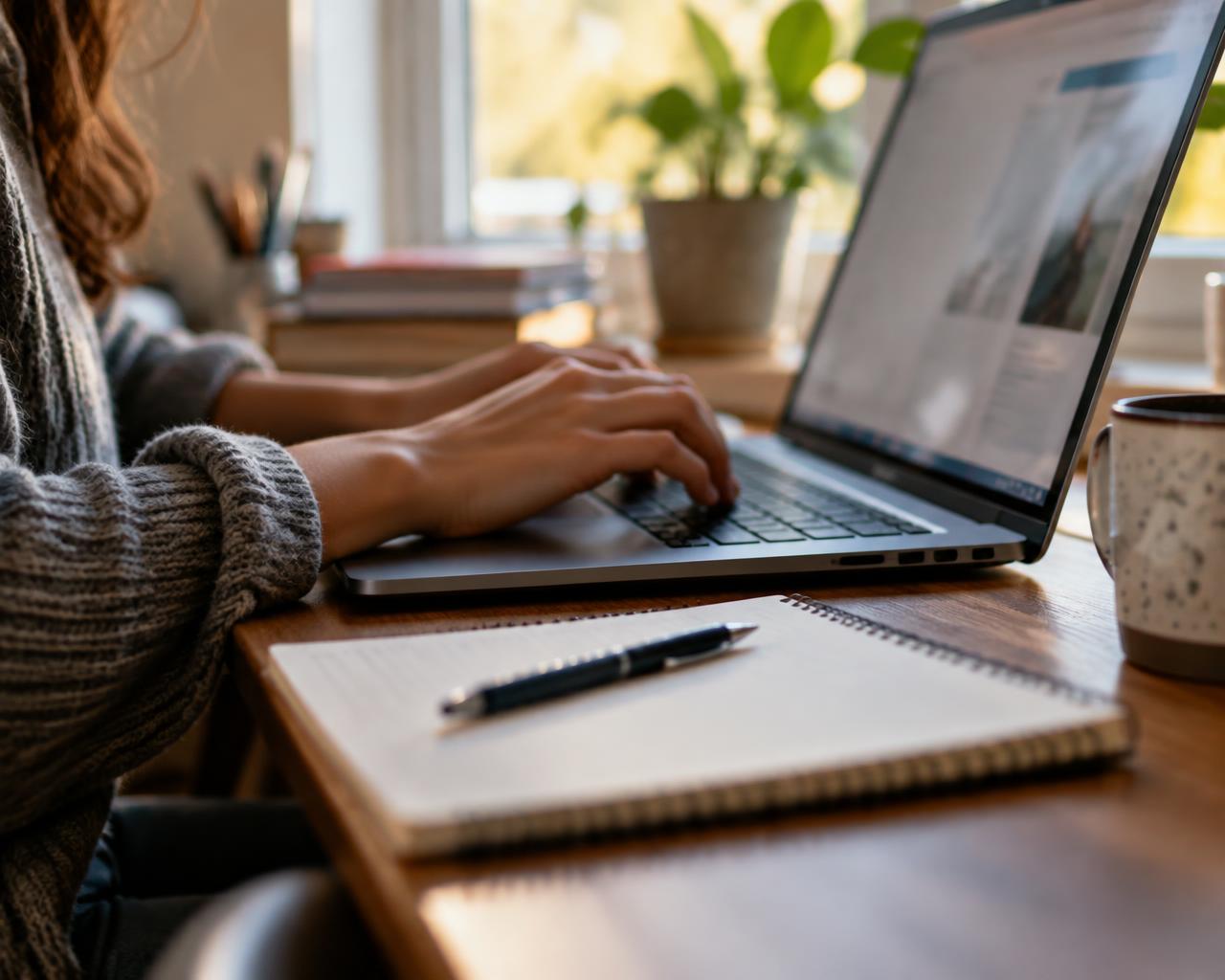 Close-up of a student completing an online assessment on a laptop