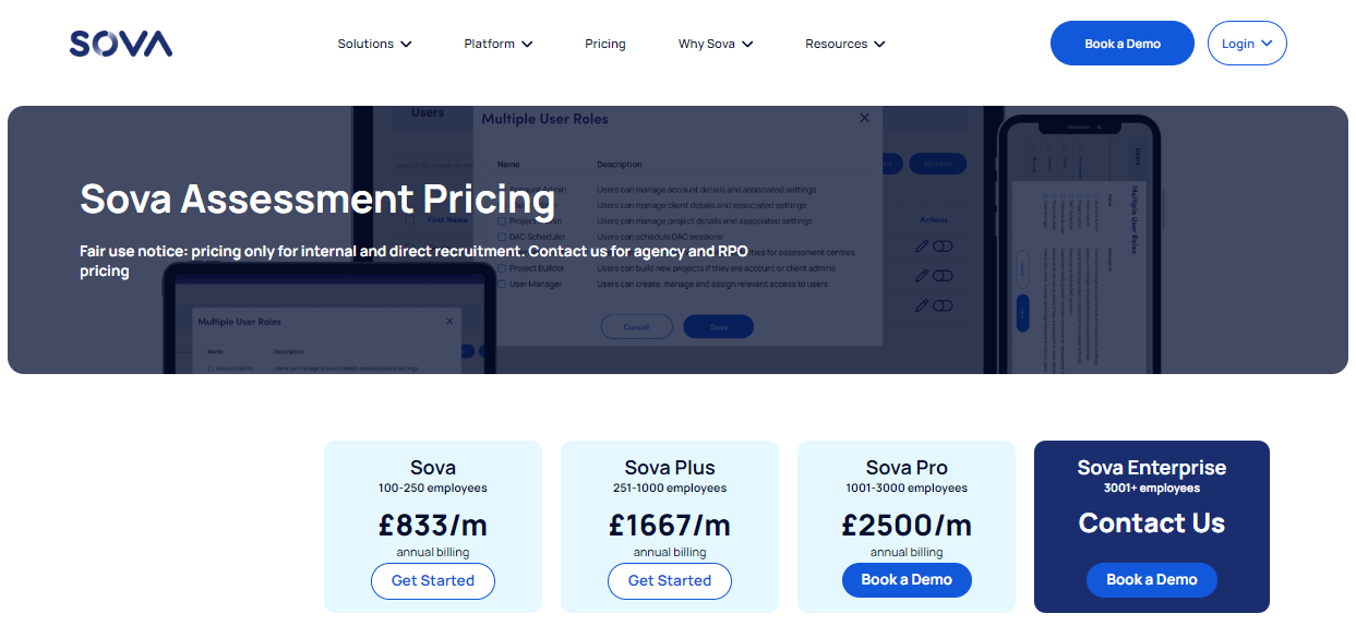 Sova Assessment Pricing