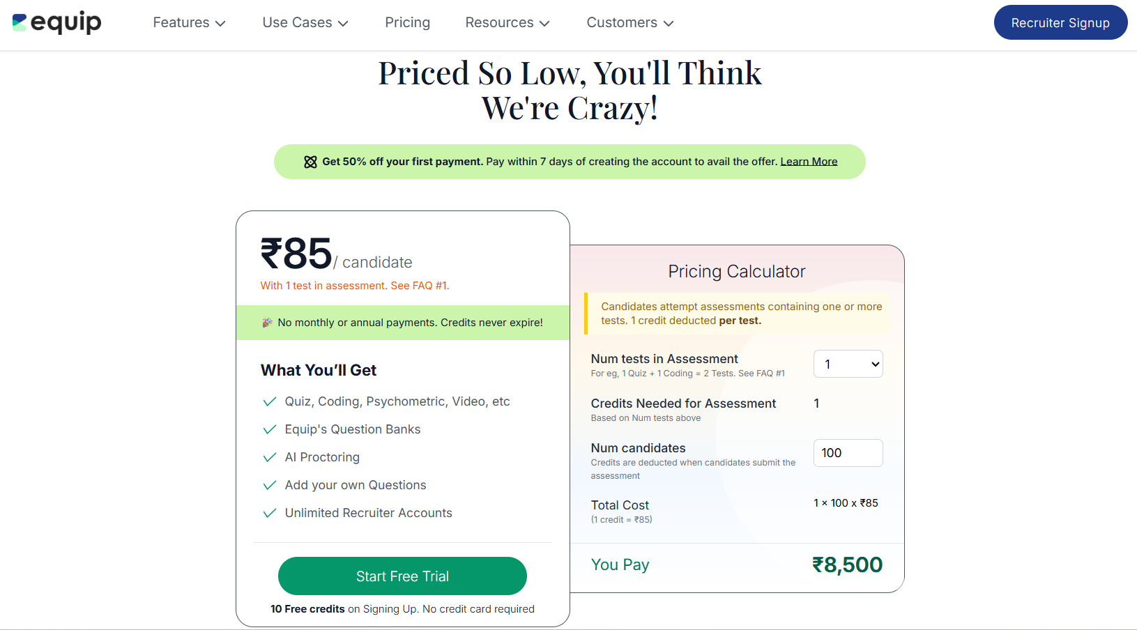 Equip platform pricing