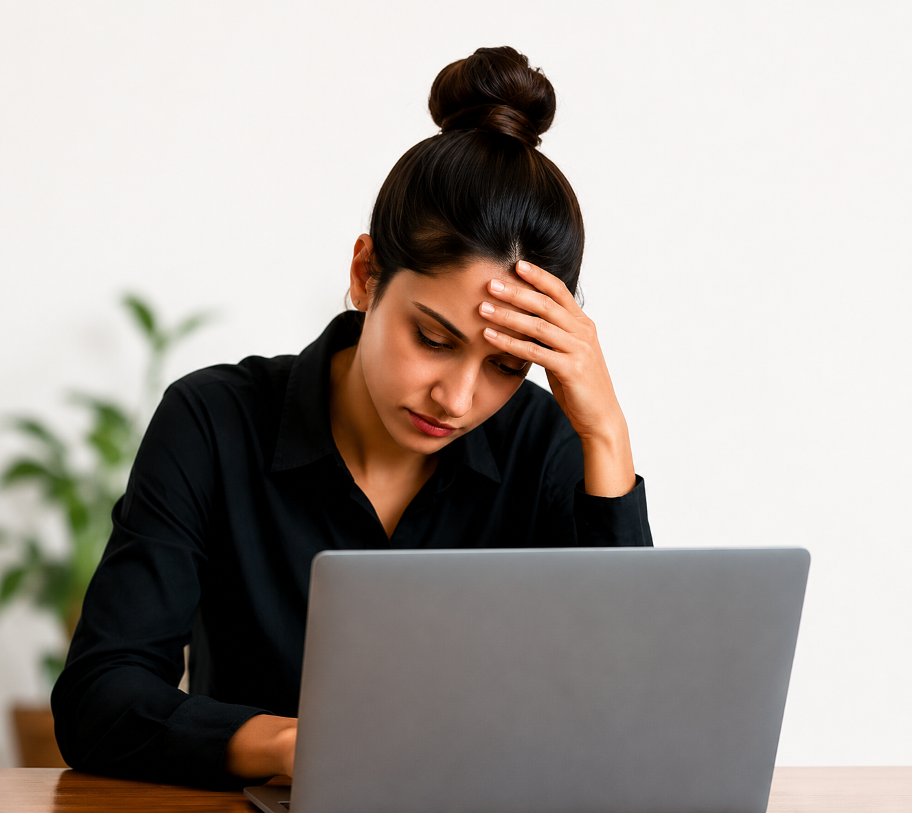 Overwhelmed recruiter at desk